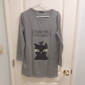 Gray korean printed shirt dress, size medium